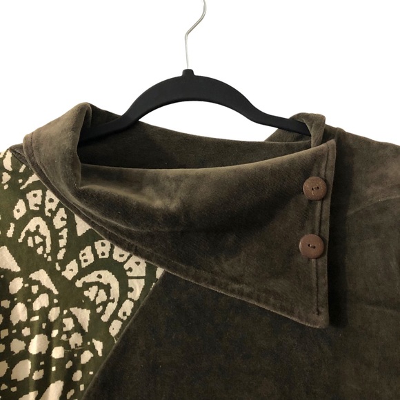 Green Boho Top - Leopards & Roses Velvet Tunic - Picture 2 of 10